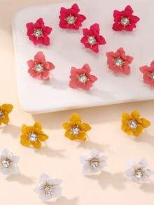 4pcs Dễ thương & Sáng bóng Khối Zirconia  Hoa Bông tai stud Đối với phụ nữ , Thanh tú Phụ kiện Qủa tặng Đối với - những bông hoa - Xem 2