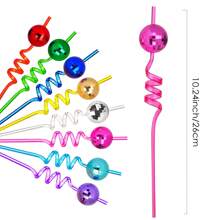 24pcs Disco Party Straws, Reusable Decoration Drinking Straw - Multicolor - View 3