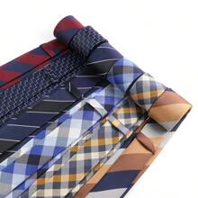 1 pieza Corbata delgada formal de negocios para hombres a cuadros y rayas de 6 cm, adecuada para el trabajo, uso diario, bodas y fiestas