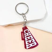 1pc Cheerleading Sequins Horn CHEER Keychain Bling Acrylic Key Chain Team Aid Hanging Ornament Football Sports Game Day Fans Gift - Multicolor - View 10