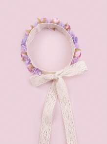 女婴紫色玫瑰工艺花头饰适用于节日装饰爱情情人节 - 紫羅蘭色 - 查看 4