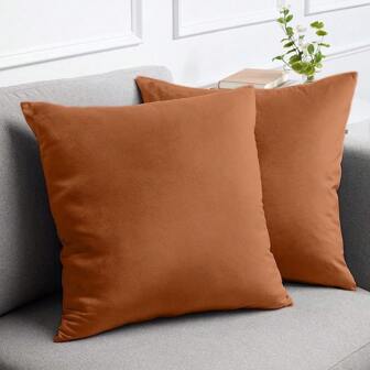 1個沒有填充物的簡單靠墊套,條紋天鵝絨方形沙發抱枕套,家居裝飾