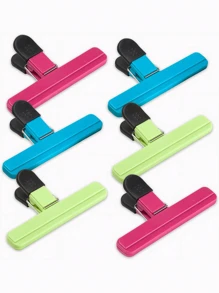 Fermagli per sacchetti di patatine, 15 cm di dimensione grande, assortiti nei colori, pinze di plastica resistenti per sigillare snack e alimenti, forniture scolastiche per il rientro a scuola - Multicolore - Visualizzare 7