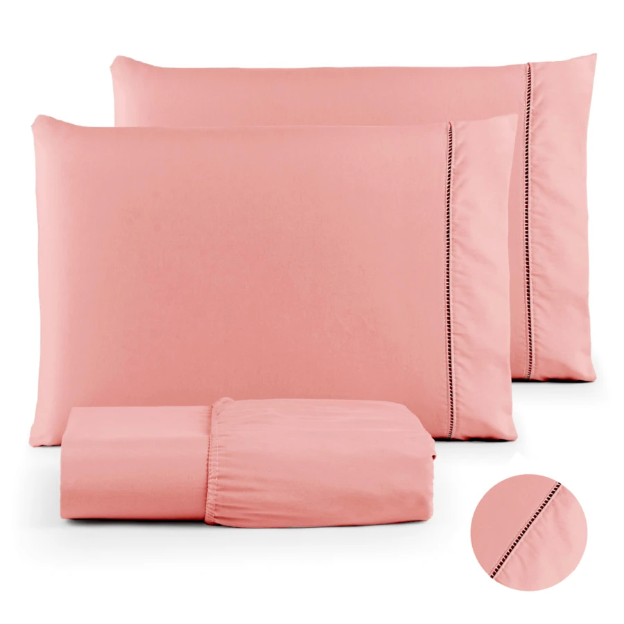 Sheet Sets With Pillowcases - 乾枯玫瑰色 - 查看 1