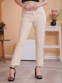 Women Pants - 米色 - 查看 3