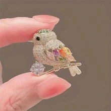 1pc High-Grade Japanese Style Magpie Bird Shaped Brooch, Cute Anti-Light Fashionable Suit Accessory With Colorful Pins - Multicolor - View 1