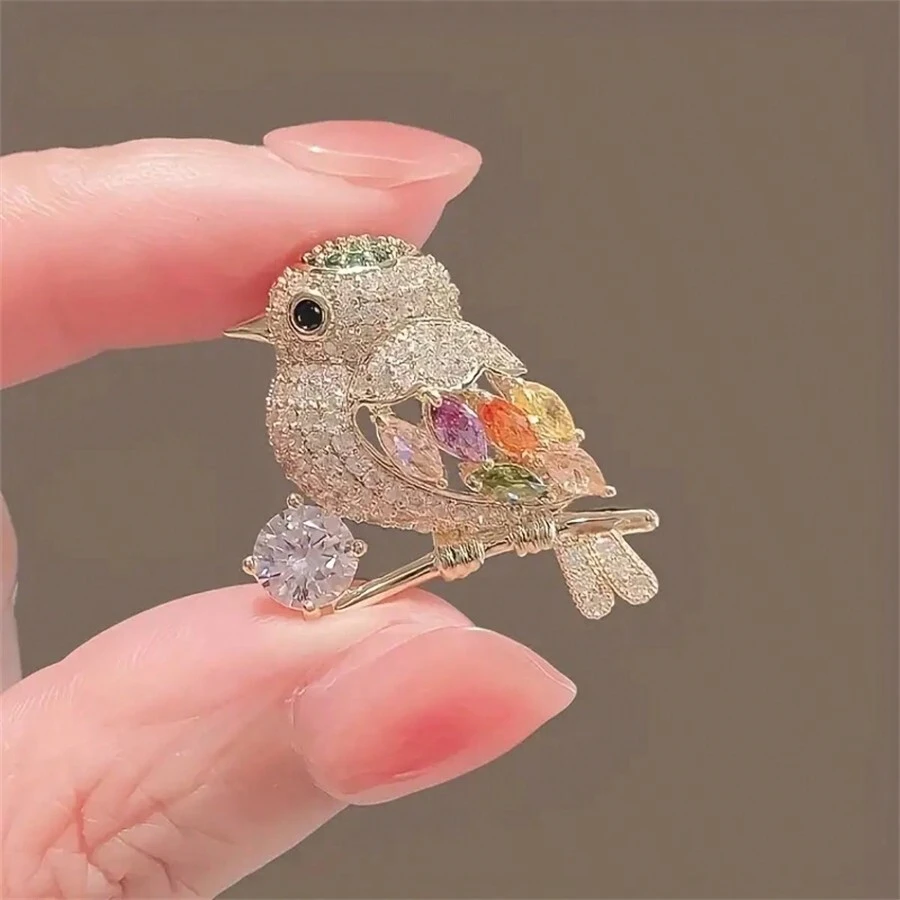1pc High-Grade Japanese Style Magpie Bird Shaped Brooch, Cute Anti-Light Fashionable Suit Accessory With Colorful Pins - Multicolor - View 1
