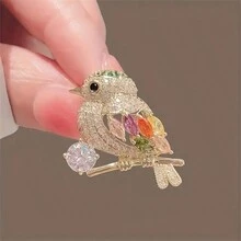 1pc High-Grade Japanese Style Magpie Bird Shaped Brooch, Cute Anti-Light Fashionable Suit Accessory With Colorful Pins - Multicolor - View 4