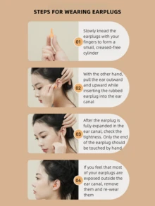 1 对橙色子弹形防噪音耳塞，舒适柔软回弹可水洗睡眠耳塞，适用于睡眠/学习/工作/噪音污染 - 橘色 - 查看 5