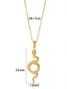 Stainless Steel Snake Necklace For Women Men Gold Color Zodiac Animal Pendant Necklace Fashion Jewelry Gift - Yellow Gold - View 18