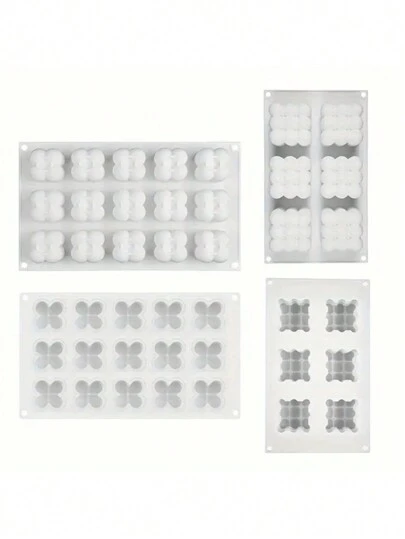1pc 15 Cavity Small Cube Silicone Mold & 6 Cavity Large Cube Silicone Mold DIY Candle And Aromatherapy Mold Easy To Demold