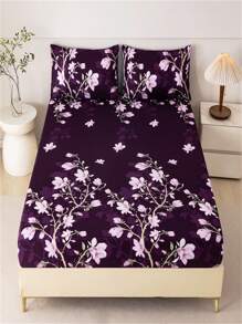 3入組花卉印花床單被套,1條床單和2個枕套（適合30cm的床墊） - 桃花 - 查看 4