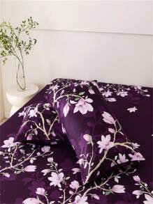 3入組花卉印花床單被套,1條床單和2個枕套（適合30cm的床墊） - 桃花 - 查看 7