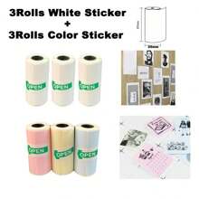 6捲57 X 25毫米迷你熱敏打印機貼紙自粘熱敏紙可打印貼紙,適用於大多數便攜式即時相機照片,日記筆記便攜式迷你口袋打印機的貼紙紙張 - 57x25mm Thermal Paper - 查看 8