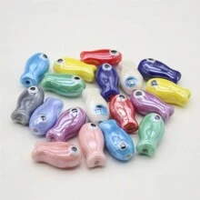 10 Piezas Cuentas De Cerámica De Peces Lindos Y Coloridos Para La Elaboración De Joyas Diy