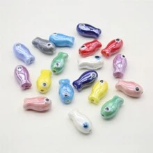 10 Piezas Cuentas De Cerámica De Peces Lindos Y Coloridos Para La Elaboración De Joyas Diy