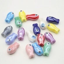 10 Piezas Cuentas De Cerámica De Peces Lindos Y Coloridos Para La Elaboración De Joyas Diy