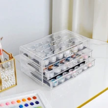 1pc Transparent Acrylic Makeup Organizer Storage Box With Drawers For Dressing Table, Lipstick Holder,For Holiday Beach, Bathroom Collection, Bedroom Collection, Large Capacity,Makeup Bag,Travel Essential - Clear - View 7