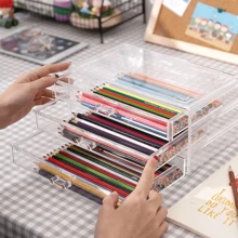1pc Transparent Acrylic Makeup Organizer Storage Box With Drawers For Dressing Table, Lipstick Holder,For Holiday Beach, Bathroom Collection, Bedroom Collection, Large Capacity,Makeup Bag,Travel Essential - Clear - View 8