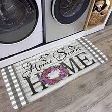 1入組「home」印花廚房墊,可機洗,家居入口門墊,浴室和洗衣房防滑地毯,家居裝飾地毯 - 彩色 - 查看 9