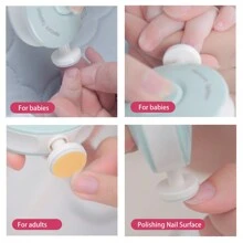 1pc AAA Battery Powered Baby Nail Clipper, Newborn Nail Trimmer Set With 6 Grinding Heads, Ergonomic Handheld Electric Manicure Kit, MQ-800, Suitable For Infants, Children And Adults - Daisy White - View 9