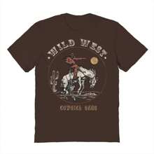 Nearly There Wild West Graphic Unisex Cotton Short-Sleeve T-Shirt - màu nâu - Xem 1
