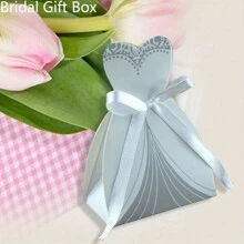 10pcs Wedding Gift Box Set, Bridal & Groom Formal Wear Shaped Candy Boxes With Ribbon, Great For Wedding Party Decoration, Gift Packaging And Storage Supplies - Multicolor - View 5