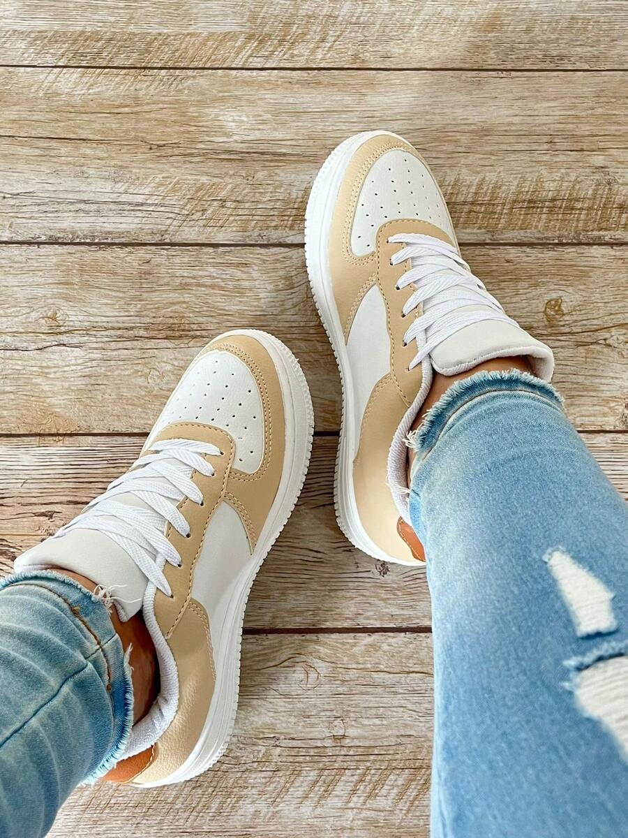 Women Wedge Sneakers - Màu be - Xem 1