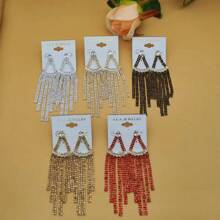 2024 Hàng mới đến Đúng mốt Kịch Sang trọng Giường đôi Máy khoan Pha lê & Đầy màu sắc Tua Hoa tai Đối với phụ nữ Đối với Linh hoạt Buổi tiệc , Yến tiệc Tai Đồ trang trí - Nhiều màu - Xem 2