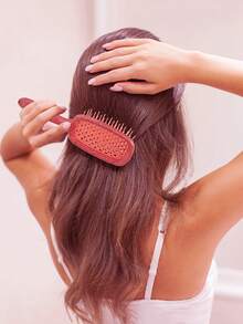 1個盒裝頭部按摩梳，挖空梳子，干濕兩用，鬆軟造型亮片梳。女人禮物。 - 粉色 - 查看 4