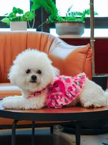 1件宠物狗连衣裙，狗狗衣服，可爱小狗连衣裙，适合小型犬和猫咪 - 粉色 - 查看 2