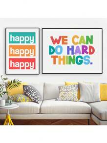 1入組兒童正向肯定藝術印刷啟發海報,充滿自信引述帆布畫牆面圖片教室裝飾無框畫 - A - 查看 5