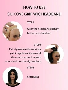 假髮握把防滑透明矽膠假髮固定矽膠假髮握把自然握力頭帶適合女士舒適彈性假髮握把帽適用於蕾絲假髮固定假髮正面 - 卡其色 - 查看 8