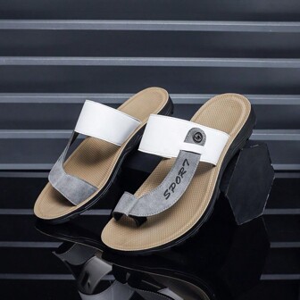 男士夏季新款休閒透氣沙灘人字拖，舒適防滑時尚拖鞋