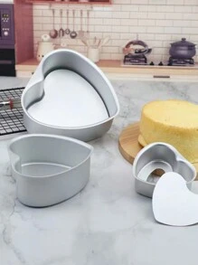 1入組鋁製心形蛋糕盤 DIY 不粘烤盤帶可拆卸底部蛋糕甜點烘焙模具適合生日週年紀念派對 - 銀色 - 查看 2