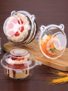 10 Piezas/20 Piezas/30 Piezas Caja De Embalaje Para Postres Linda Con Oso De Dibujos Animados, Bandeja Para Cupcake Con Muffin, Caja De Embalaje De Un Solo Compartimento Transparente - transparente - Ver 4