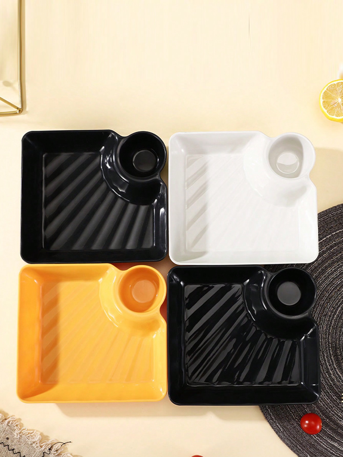 4 قطع/5 قطع صحون بلاستيكية لتقديم صلصات الغمس الخا...