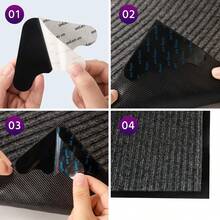 防滑墊,8入組雙面不滑防滑墊,可重複使用的可洗地毯膠帶,適用於木地板、瓷磚地板、地毯、地墊、牆壁（黑色） - 黑色 - 查看 5