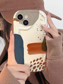 1入白色3D波浪-褐色方塊手機殼，適用於 iPhone 11、12、13、14 Pro Max、15 - 彩色 - 查看 2