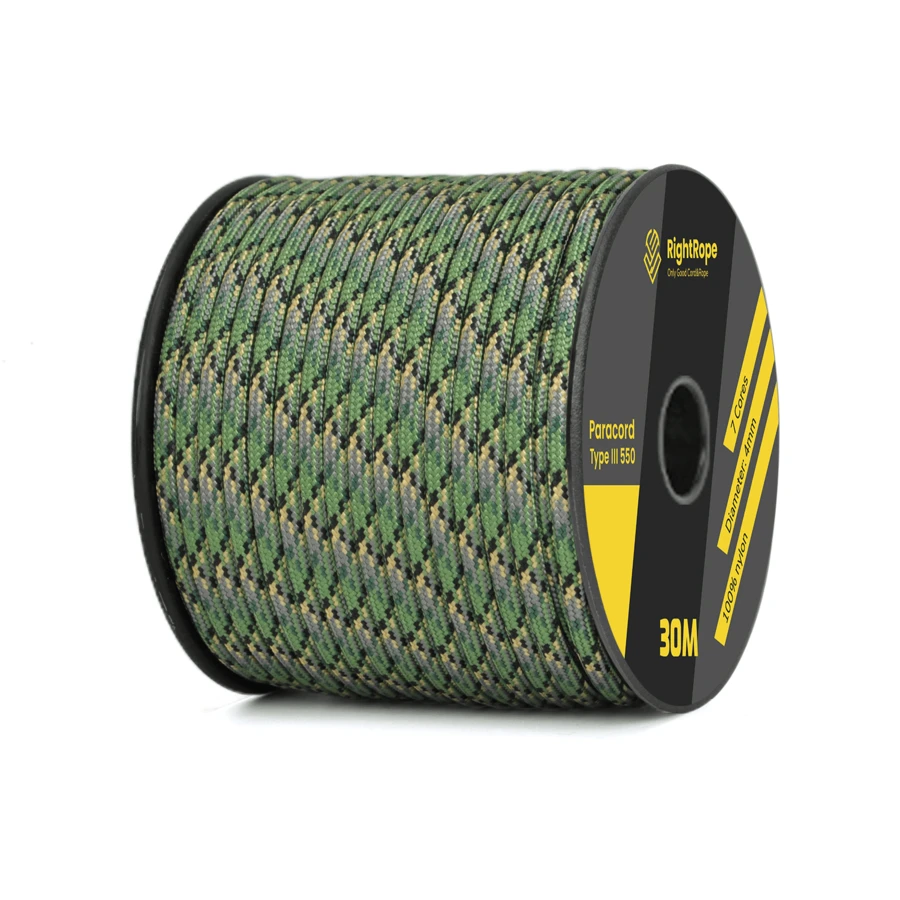 Cuerda Paracord De Nylon Al 100% 4mm 550lbs De 7 Cuerdas Tipo Iii, Cuerda Paracaídas De Supervivencia