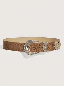 1pc Women's Western Cowgirl Style Brown Printed Belt For Daily Wear Halloween Summer, School Fall, Autumn, Halloween - Camel - View 2