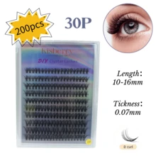 200pcs Clusters Lashes D Curl 10-16mm Mix Individual Lashes 0.07tickness - D - View 6