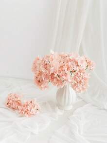 10pcs/Set Artificial Pink Magnolia Embroidered Ball Flowers, 13cm, Plastic, Suitable For Table/Wedding/Home Decor - Pink - View 1