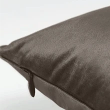 1pc Plain Cushion Cover Without Filler, Striped Velvet Square Pillowcase For Sofa, Home Decor - Brown - View 2