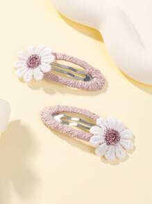 2 buc agrafe de păr cu o singură floare mică de culoare solidă pentru copii cu margine acoperită complet