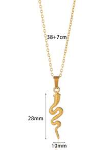 Stainless Steel Snake Necklace For Women Men Gold Color Zodiac Animal Pendant Necklace Fashion Jewelry Gift - Yellow Gold - View 17