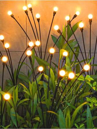 Luces solares de 6-8 Cabezales en Forma de Flores - Luces solares oscilantes mejoradas, alimentadas por el viento, luces solares para exteriores, decoración de sendero de jardín, con alambre de hierro flexible y base de bombilla resistente, blanco cálido