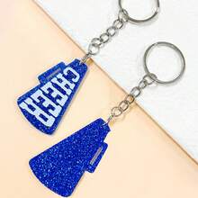 1pc Cheerleading Sequins Horn CHEER Keychain Bling Acrylic Key Chain Team Aid Hanging Ornament Football Sports Game Day Fans Gift - Multicolor - View 2