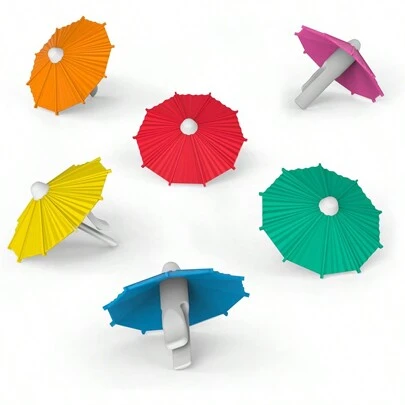 5pcs/6pcs Random Color Umbrella Drink Markers/Wine Glass Charms, Colorful Silicone Umbrella, Convenient To Mark Your Drinks, Ideal Gift For Hostess, Beach House, Singles Party And Gift Exchange Party, Also Suitable For Outdoor Activities And Camping