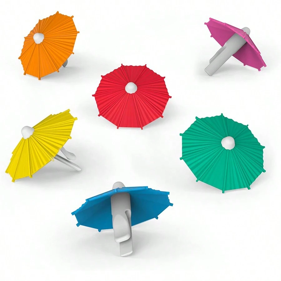 5/6 losowych kolorowych markerów do napojów w kształcie parasola/zawieszek do kieliszków do wina, kolorowy silikonowy parasol, wygodny do oznaczania napojów, idealny prezent dla gospodyni, na plażę, na imprezę dla singli i na wymianę prezentów, nadaje się również na zajęcia na świeżym powietrzu i kemping